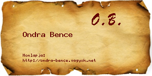 Ondra Bence névjegykártya